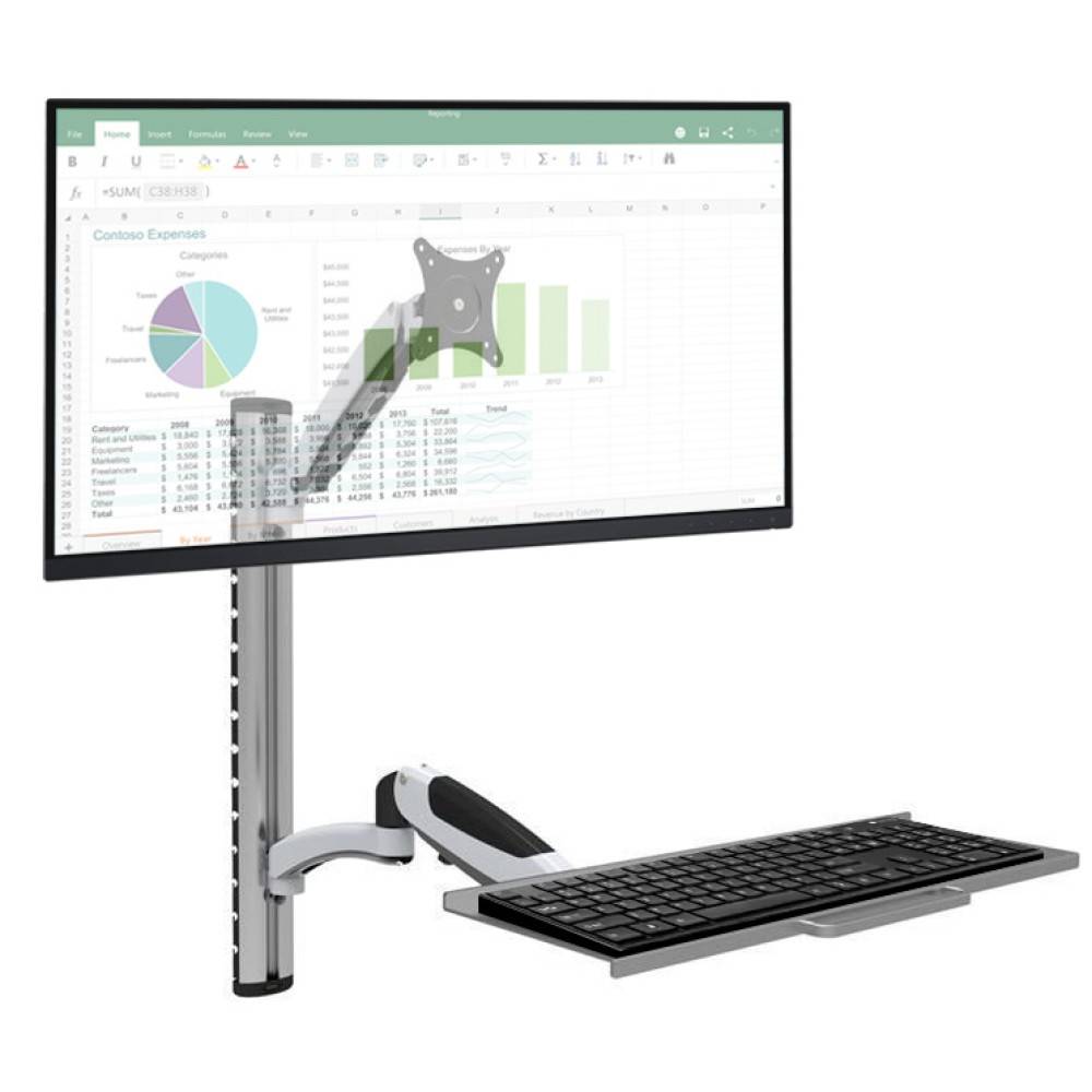 EFB Elektronik Wandhalterung für 15"-27" mit flexibler Tastaturablage und Arm