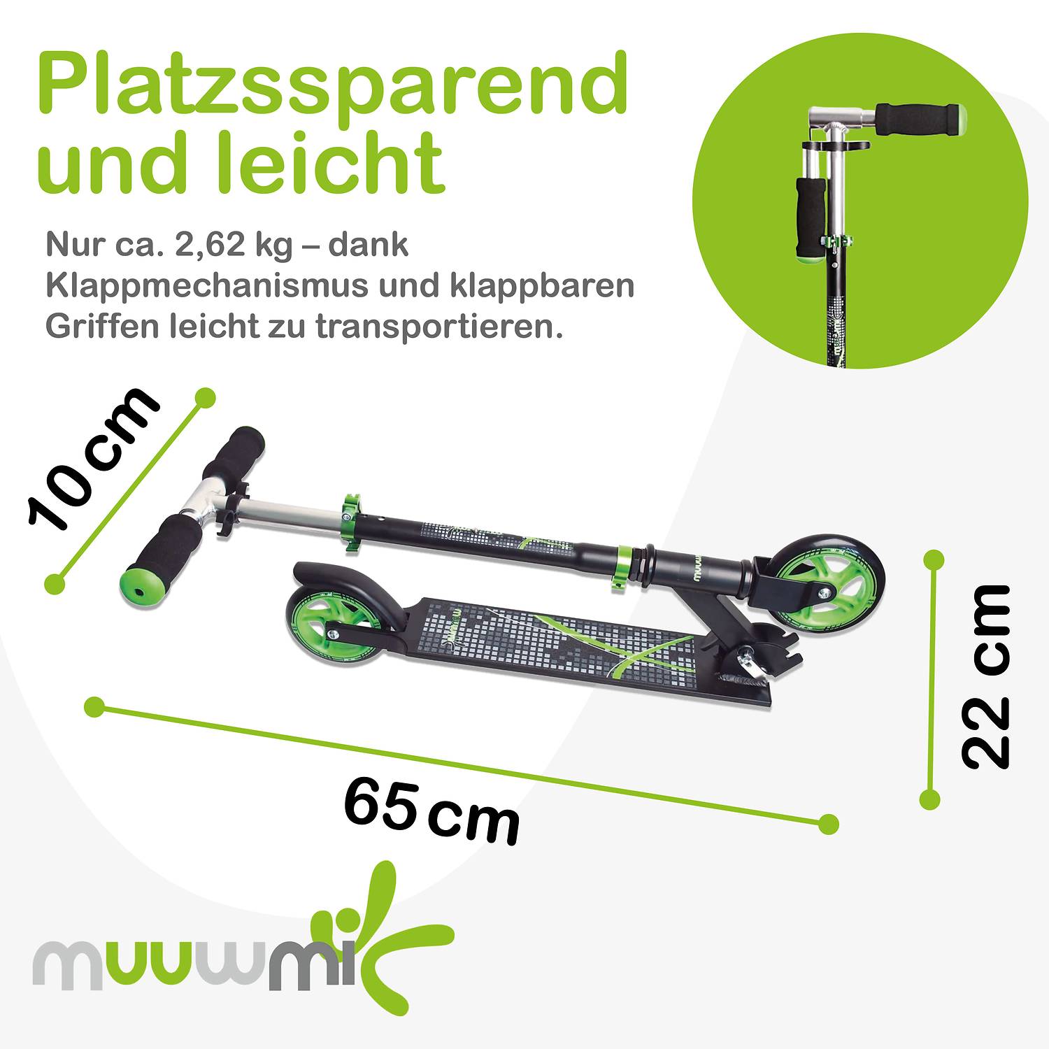 muuwmi Aluminium Scooter 125 mm schwarz-grün