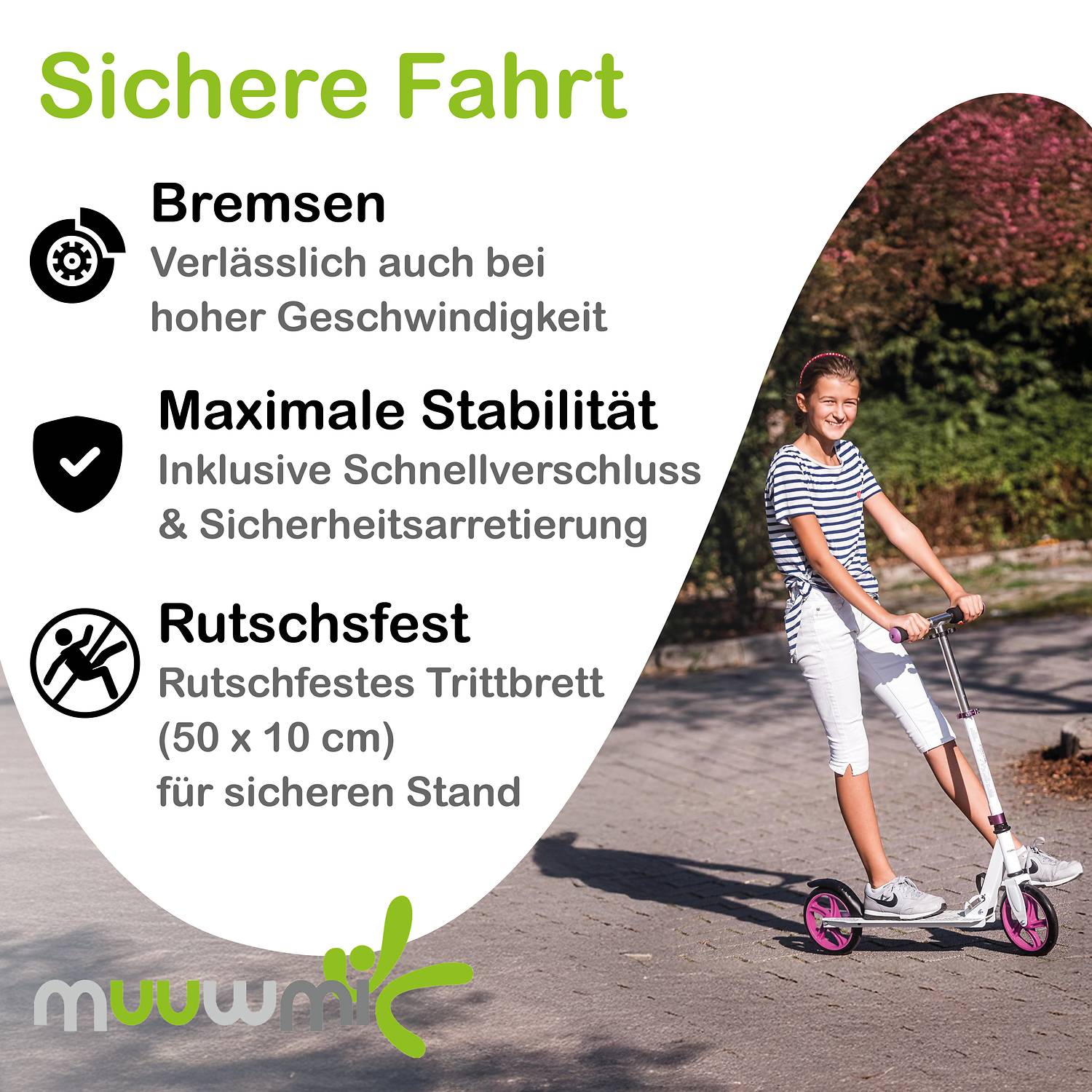 muuwmi Aluminium Scooter 125 mm schwarz-grün