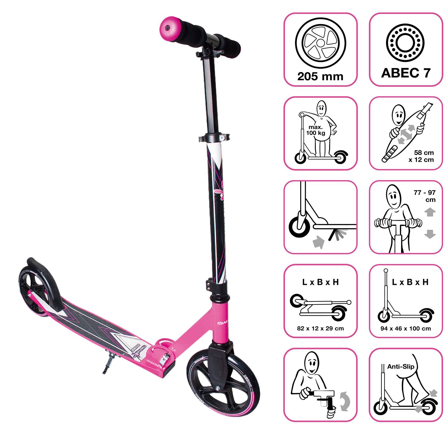 muuwmi Aluminium Scooter 205 mm pink