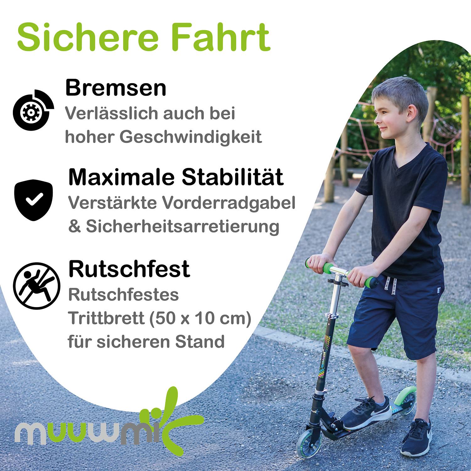 muuwmi Aluminium Scooter Neon 125 mm, mit Leuchtrollen
