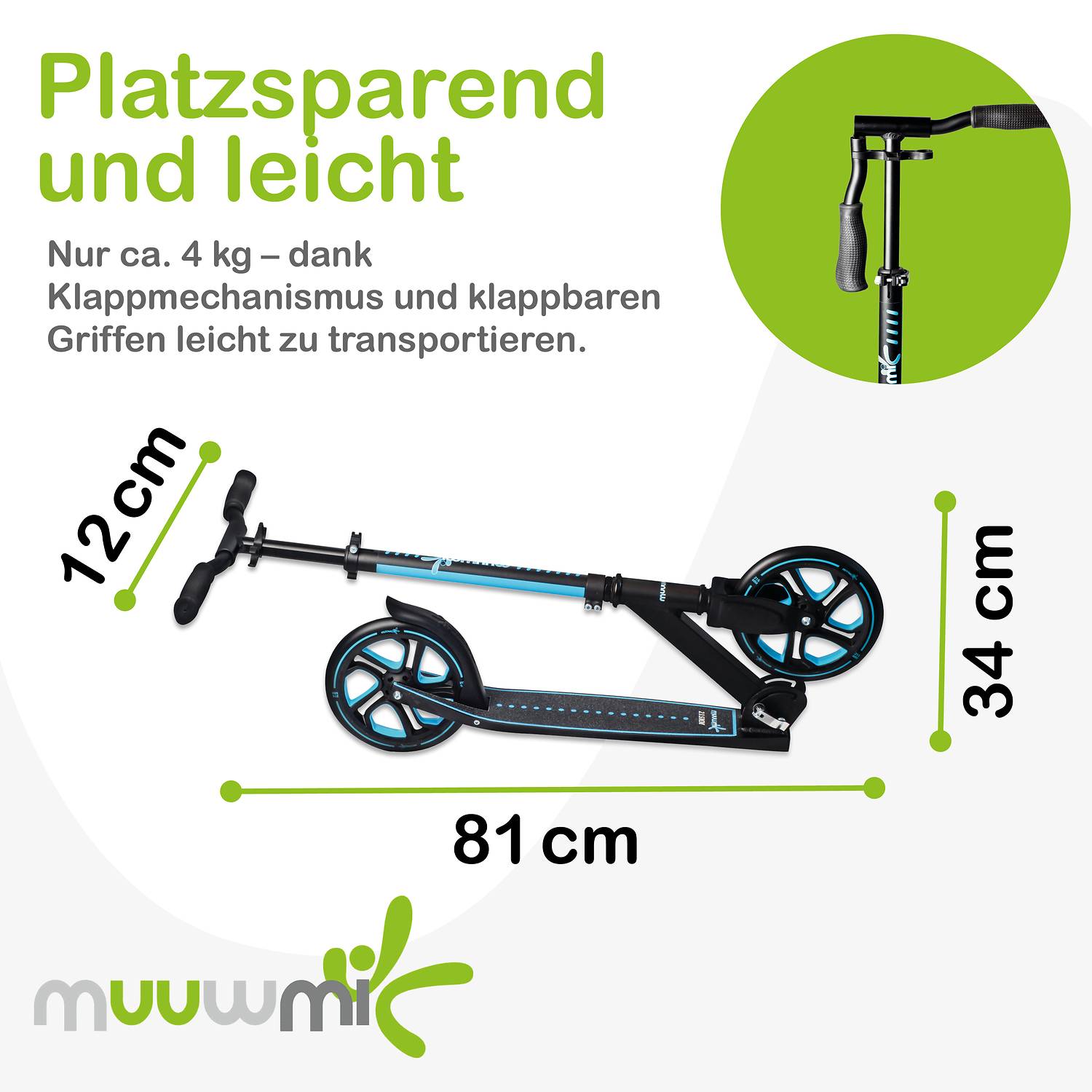 muuwmi Aluminium Scooter Pro 215 mm blau