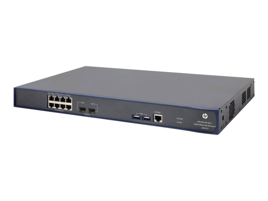 HPE 830 8-Port PoE+ Unified Wired-WLAN Switch - Switch - managed - 8 x 10/100/10