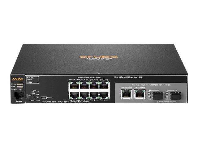 HPE Aruba 2530-8G - Switch - managed - 8 x 10/100/1000 + 2 x Kombi-Gigabit-SFP -