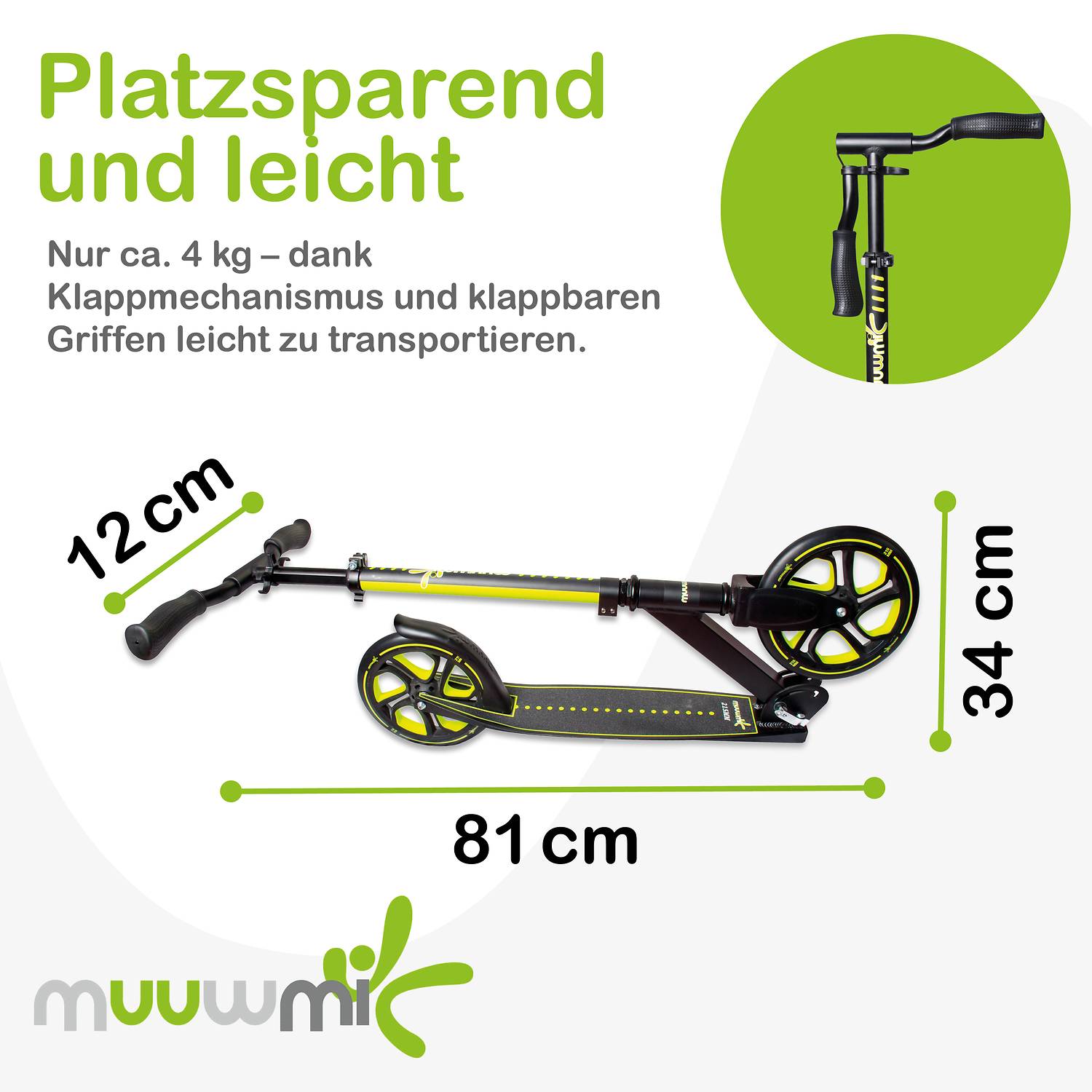 muuwmi Aluminium Scooter Pro 215 mm lime