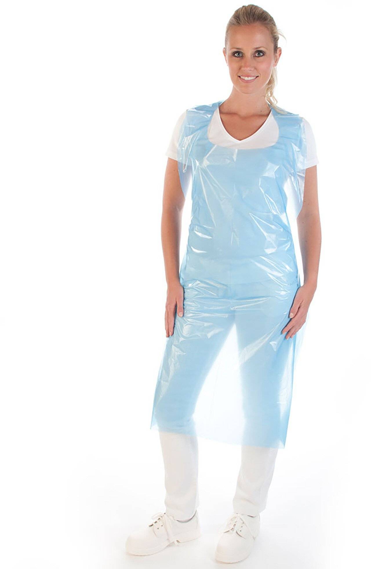 Hygostar LDPE Schürze, 60my, 170x100cm, blau, glatt, geblockt