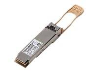 Einzelnes Glasfaser-Transceiver-Modul mit Zuglasche, auf weißem Hintergrund dargestellt.