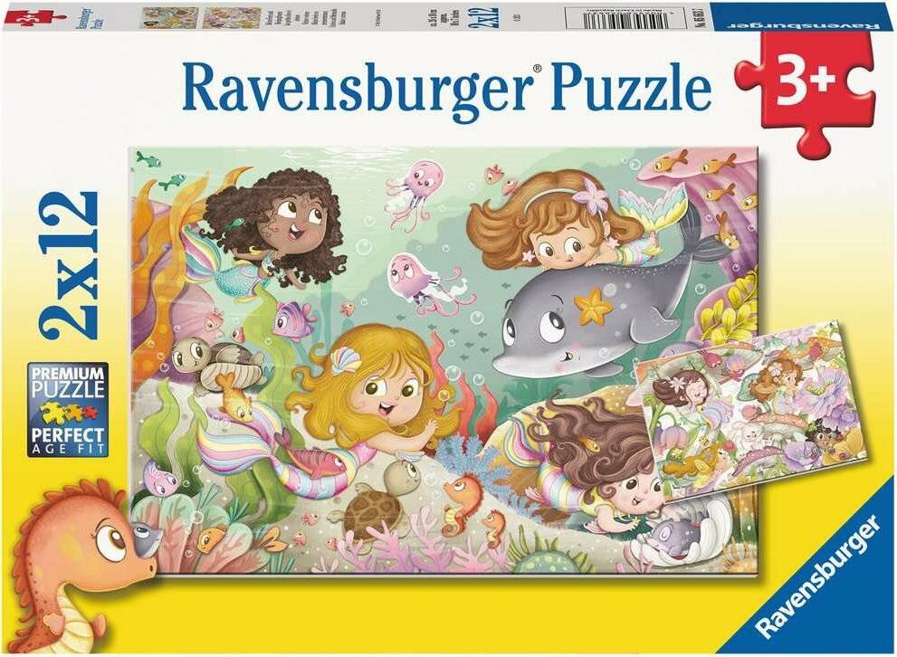 Ravensburger Ravensburger Kinderpuzzle 05663 Kleine Feen und Meerjungfrauen 2x12 Teile Puzzle fü r Kinder ab 3