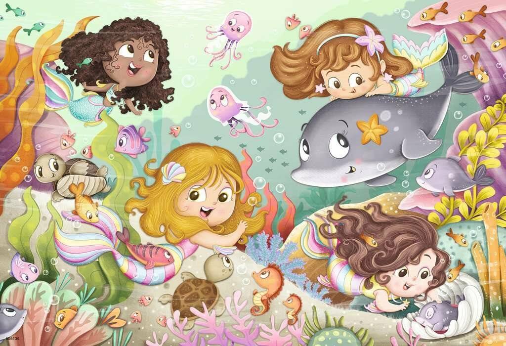 Ravensburger Ravensburger Kinderpuzzle 05663 Kleine Feen und Meerjungfrauen 2x12 Teile Puzzle fü r Kinder ab 3