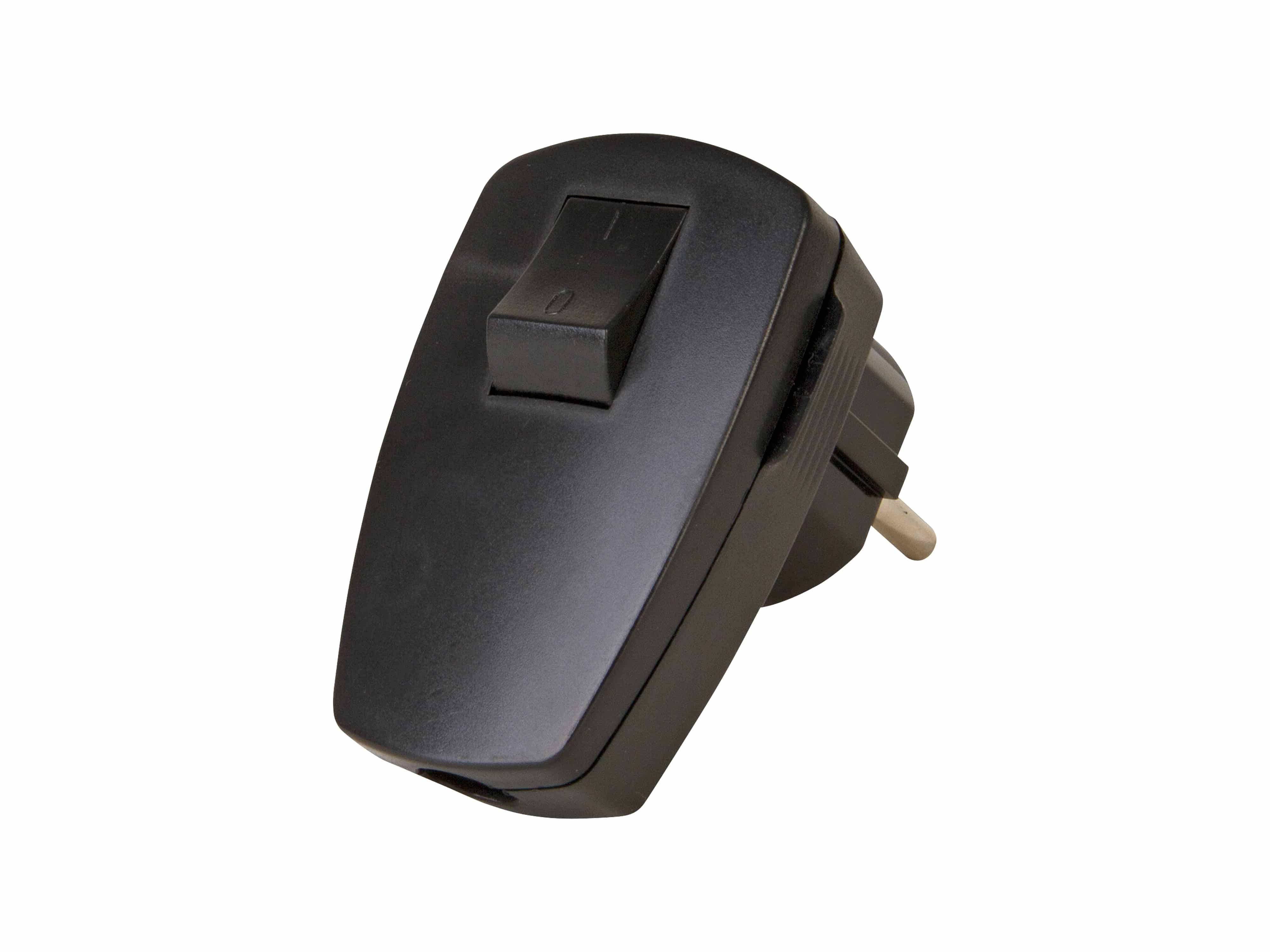 KOPP Schutzkontakt-Stecker 170405009 mit Schalter, schwarz