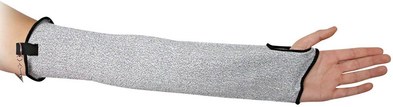 Hygostar Schnittschutz Stulpe 45cm INDUSTRIE grau, ohne Beschichtung, mit Halteklipp, VPE: 10 Stück