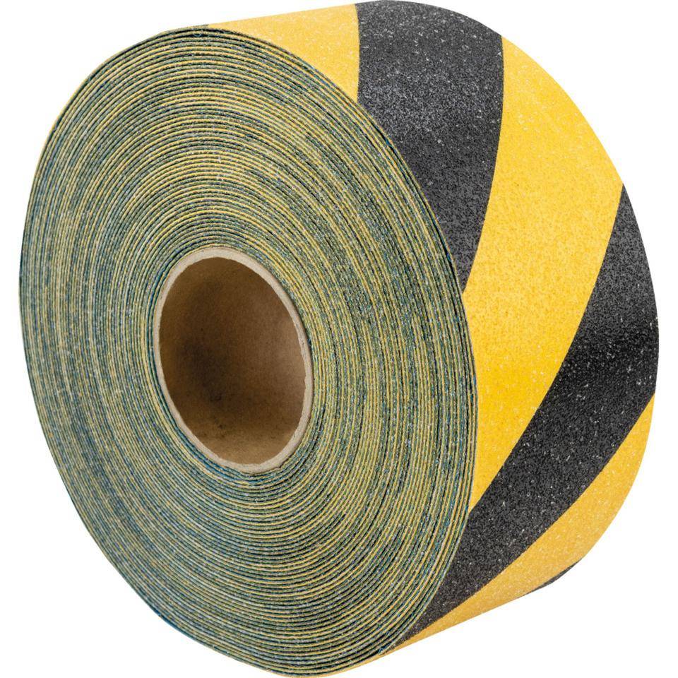 Bodenmarkierungsband Strong, rutschhemmend, gelb/schwarz, 100mm,50m/Rolle
