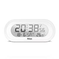 Mebus 25808, Digitaler Wecker, Oval, Weiß, F, °C, Blau, Akku