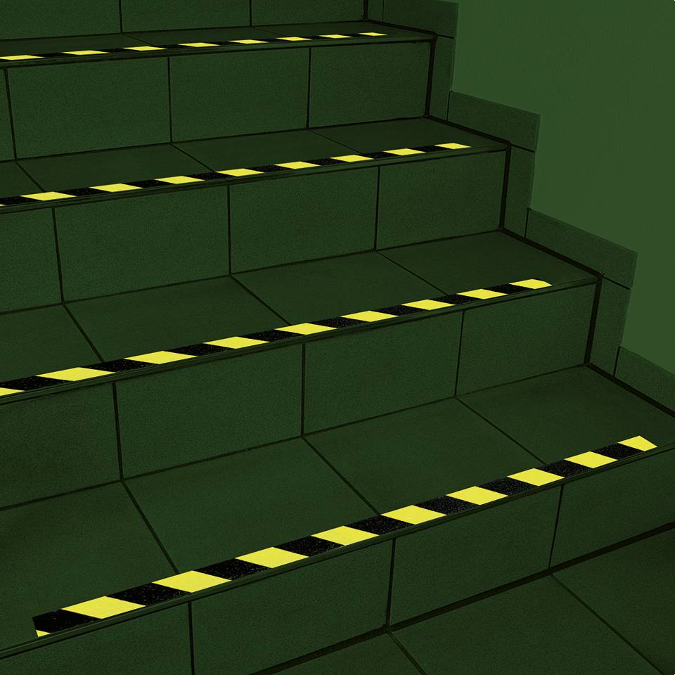 PERMALIGHT® power Trittschutz-Markierung, R13, schwarz/gelb, 25mm, 6m/Rolle