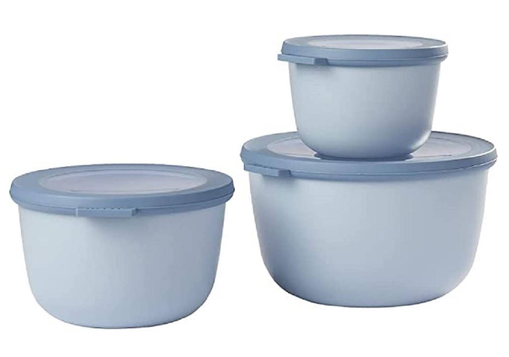 Mepal Multischüssel-Set Cirqula 3-teilig – Nordic blue – hoch und rund –Inhalt: 500, 1000, 2000 ml – bruchfestes Material - auslaufsicher –