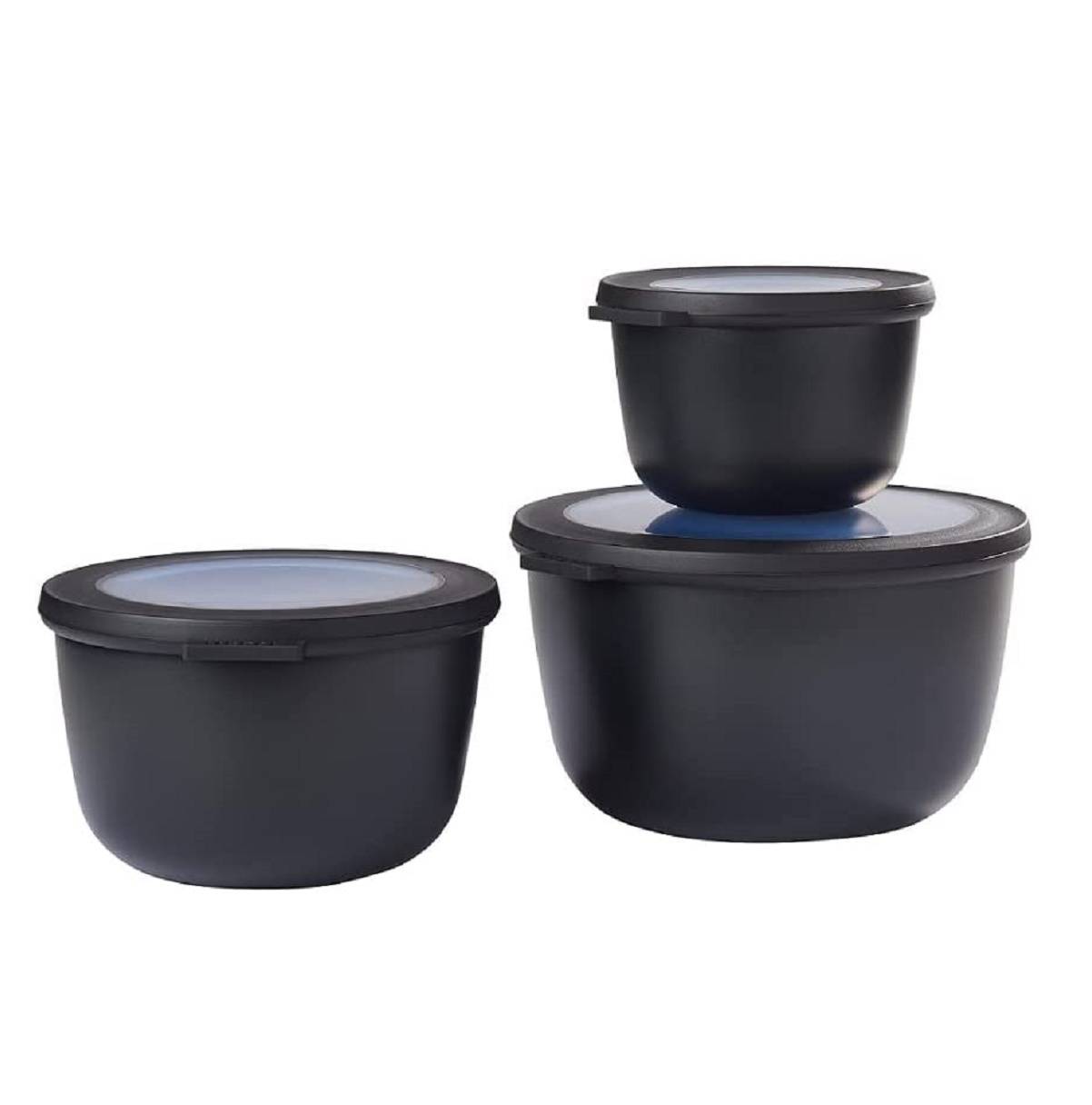 Mepal - Cirqula Multischüssel-Set 3–teilig rund Nordic black – 500, 1000 und 2000 ml – Verwendbar als Vorratdose, Kühlschrankdose, Gefrierdose