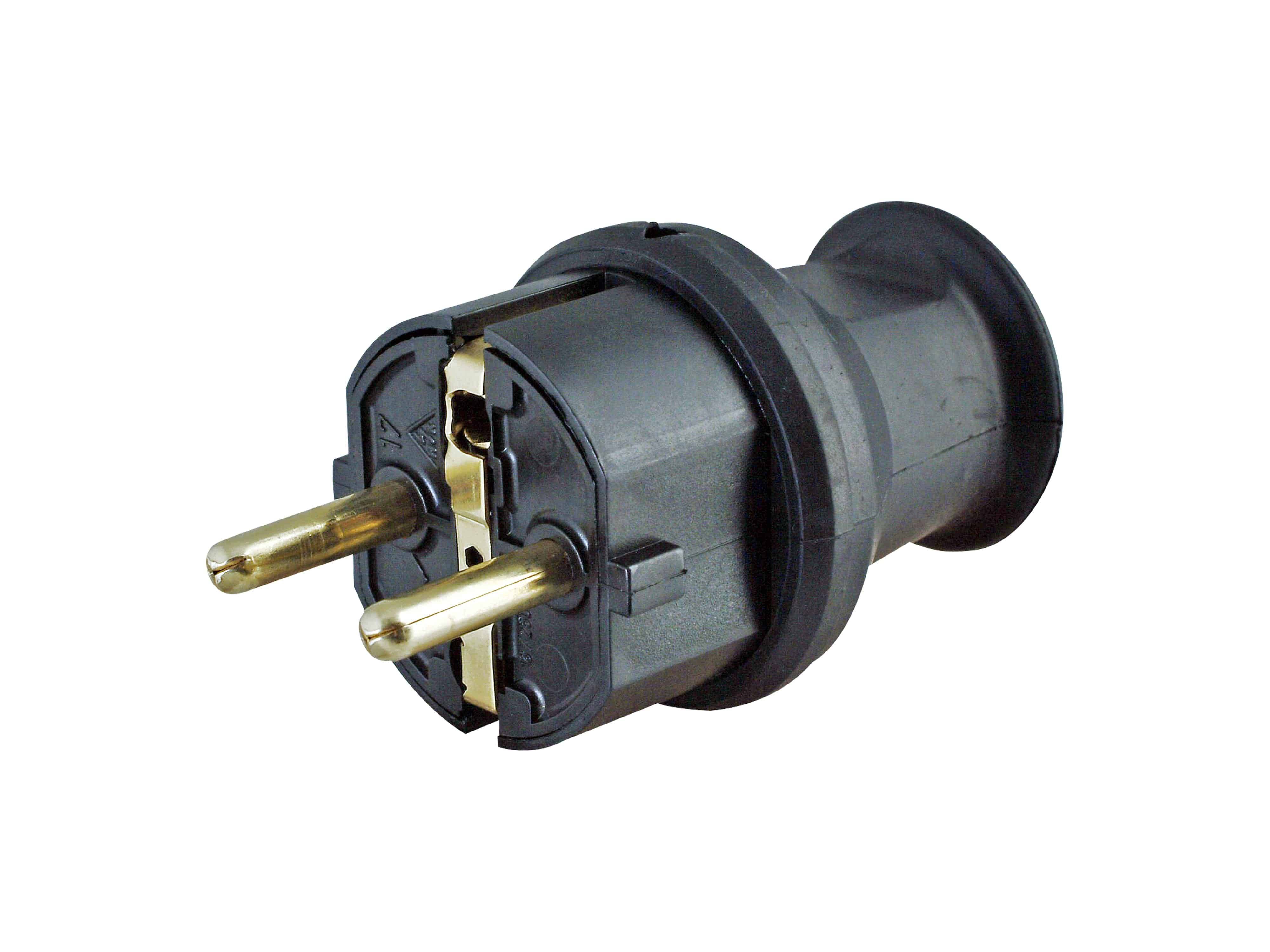 KOPP Schutzkontakt-Stecker 179716005 klein, mit Knickschutz, schwarz