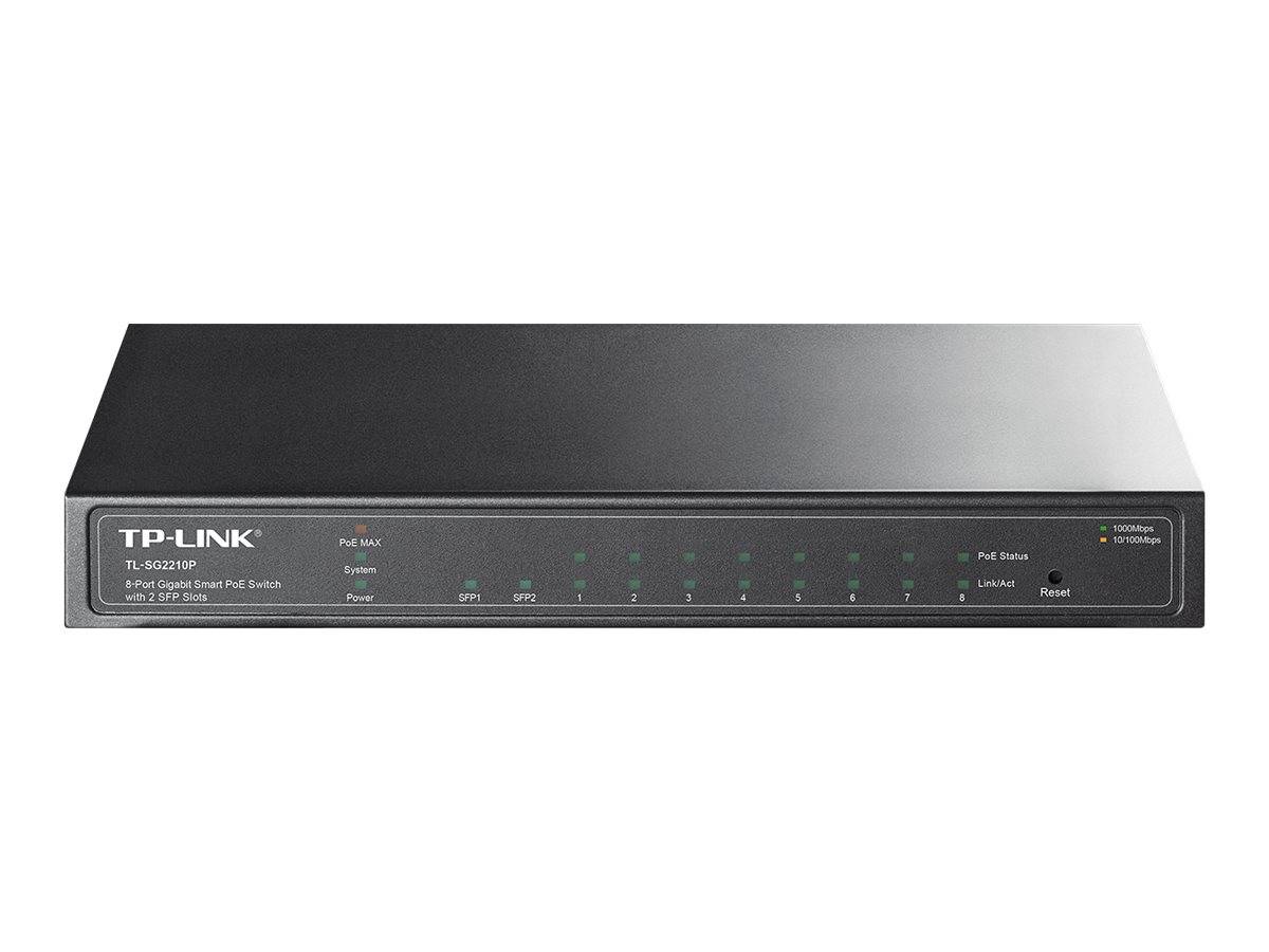 TP-Link TL-SG2210P 8-Port Gigabit Smart PoE Switch with 2 SFP Slots - Switch - managed - 8 x 10/100/1000 + 2 x SFP - Des