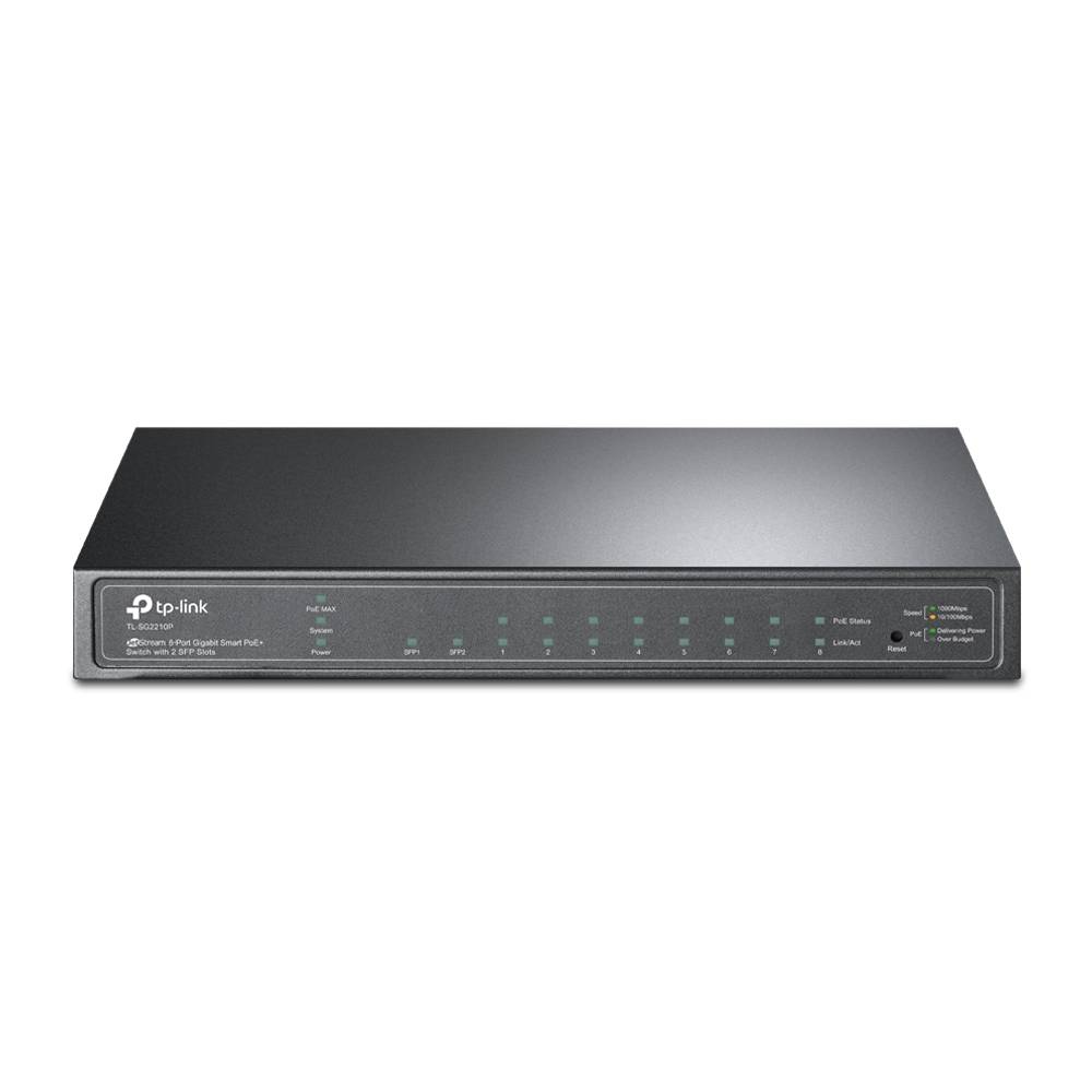 TP-Link TL-SG2210P 8-Port Gigabit Smart PoE Switch with 2 SFP Slots - Switch - managed - 8 x 10/100/1000 + 2 x SFP - Des