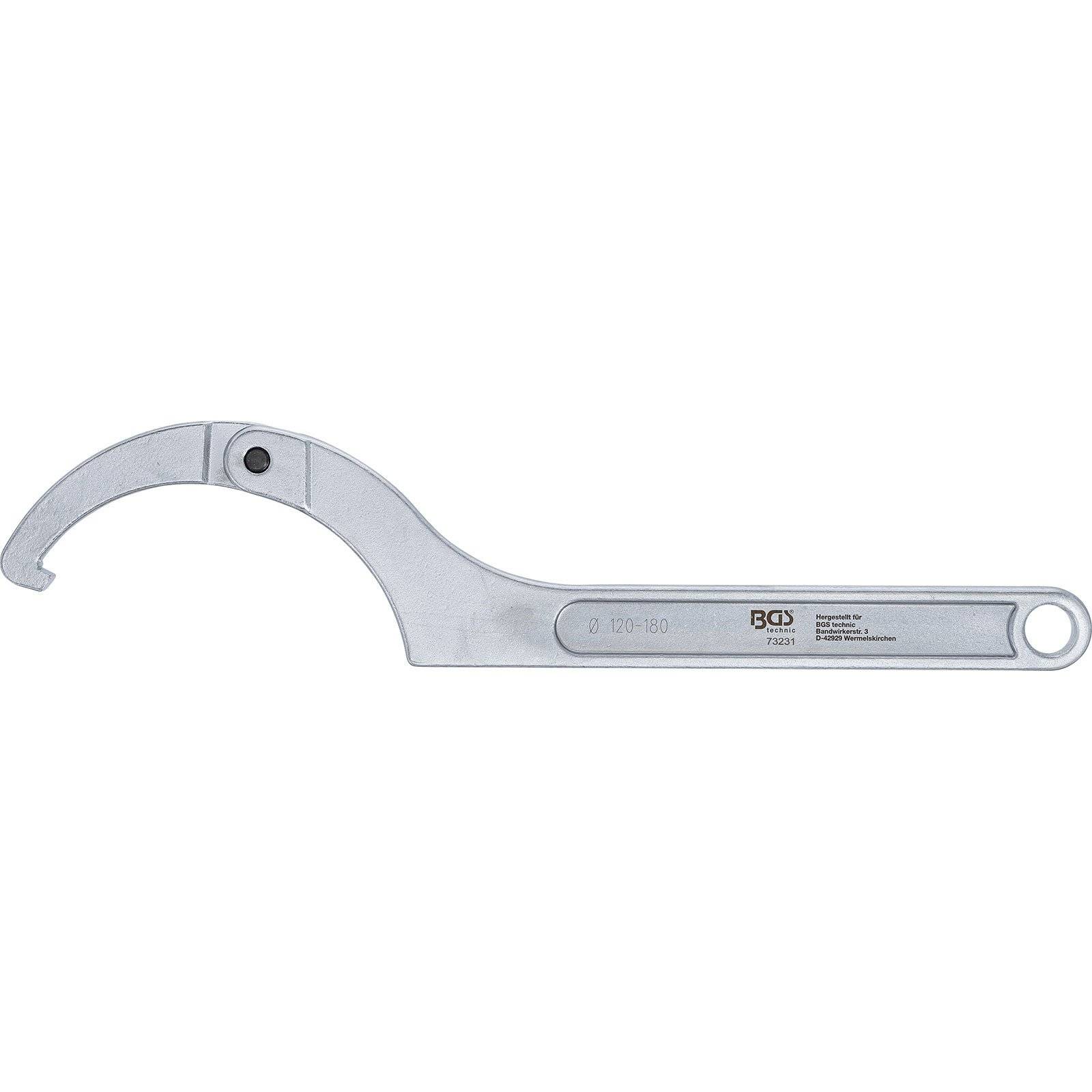 BGS Gelenk-Hakenschlüssel mit Nase 120 - 180 mm - 73231