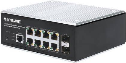 Intellinet 8-Port Gigabit Ethernet PoE+ Web-Managed Industrie-Switch mit 2 SFP-P