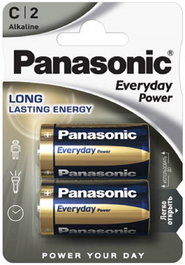Panasonic Everyday Power C Alkalibatterien, Zweierpack, mit „Langanhaltende Energie