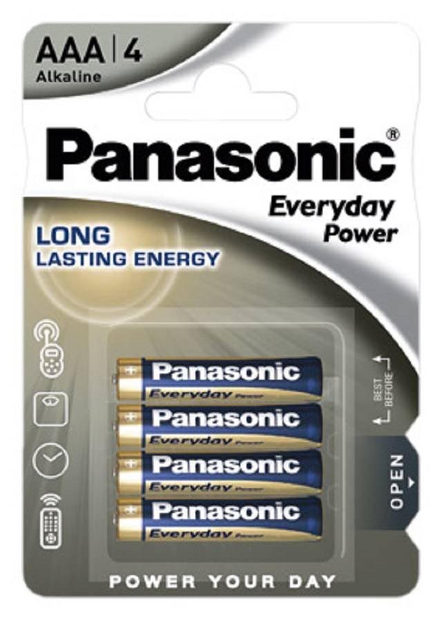 Panasonic Everyday Power AAA-Alkalibatterien, 4er-Pack, mit „Long Lasting Energy