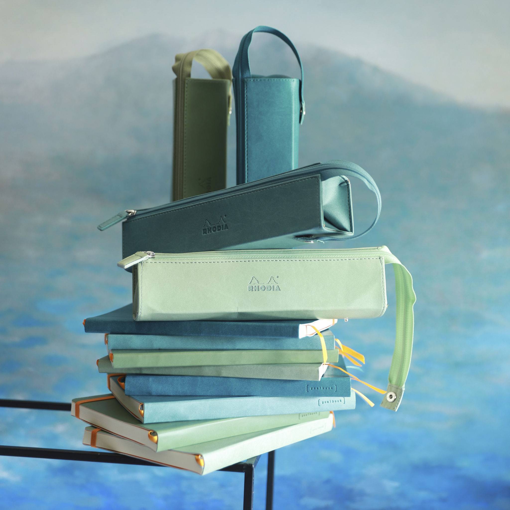 Rhodia Rhodiarama Hartschalenmäppchen, rechteckig 23x5x5 cm - Türkis 319017C
