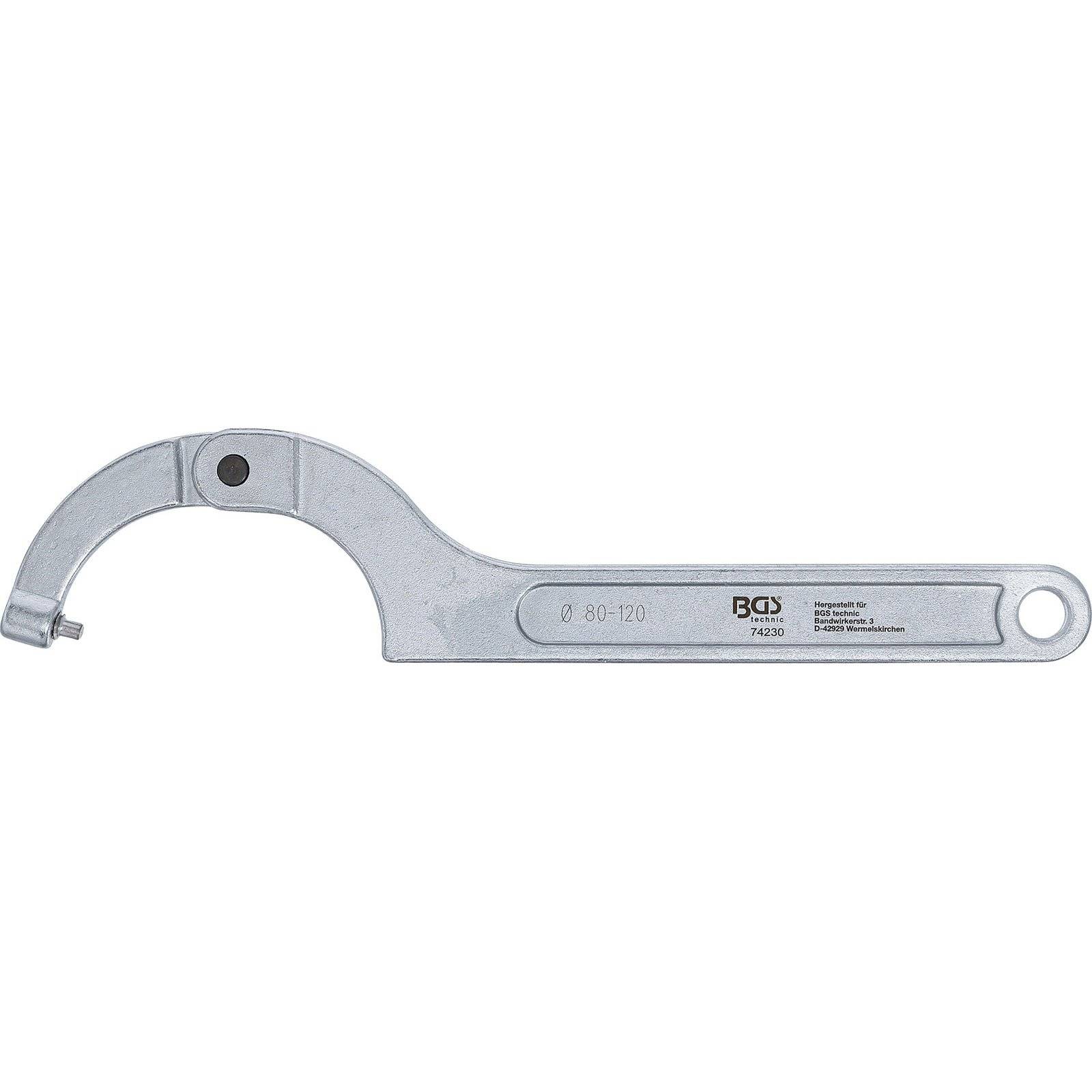 BGS Gelenk-Hakenschlüssel mit Zapfen 80 - 120 mm - 74230