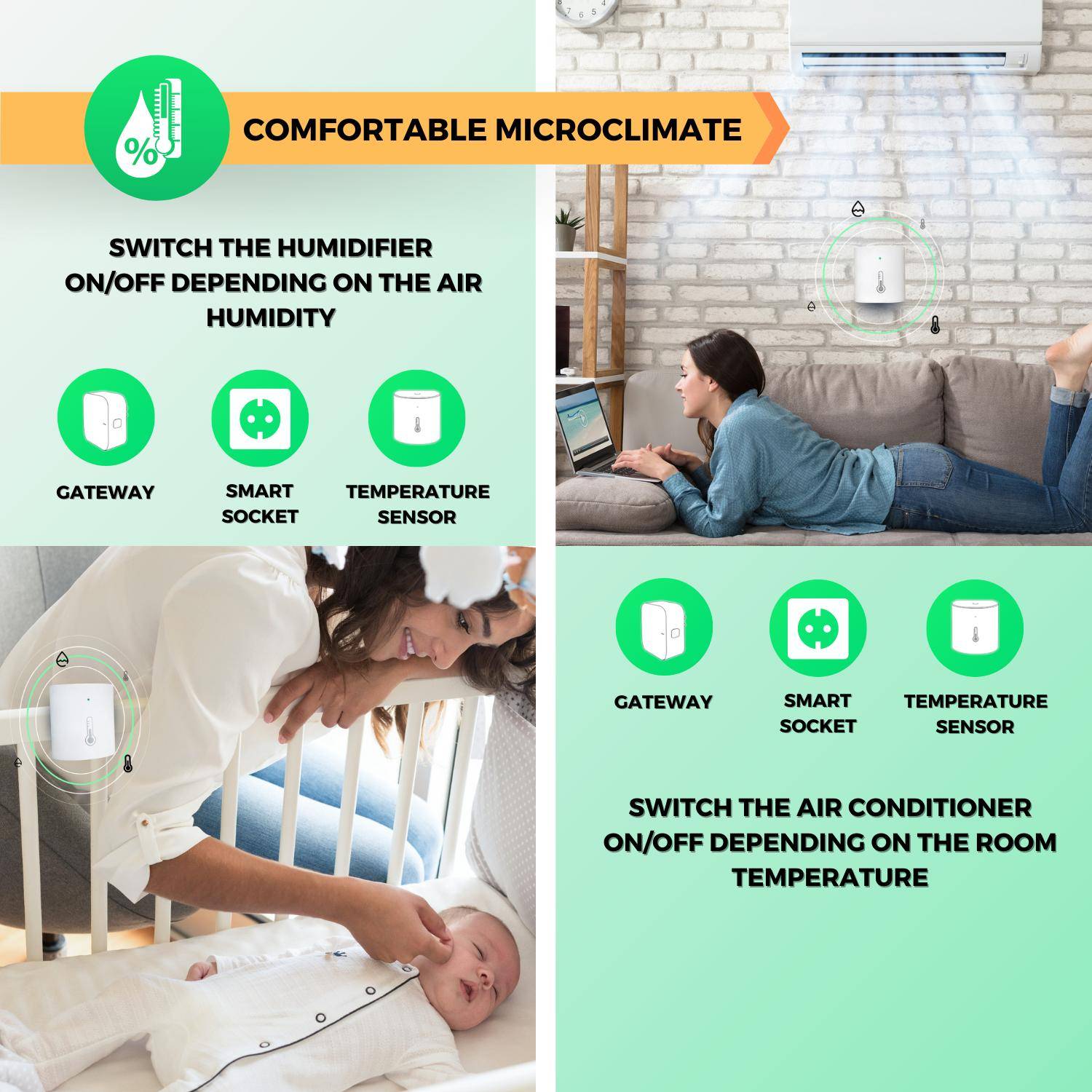 Nous E5 Smarter Luftfeuchtigkeits- und Temperatursensor, ZigBee