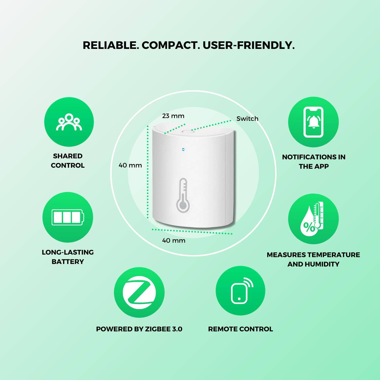 Nous E5 Smarter Luftfeuchtigkeits- und Temperatursensor, ZigBee