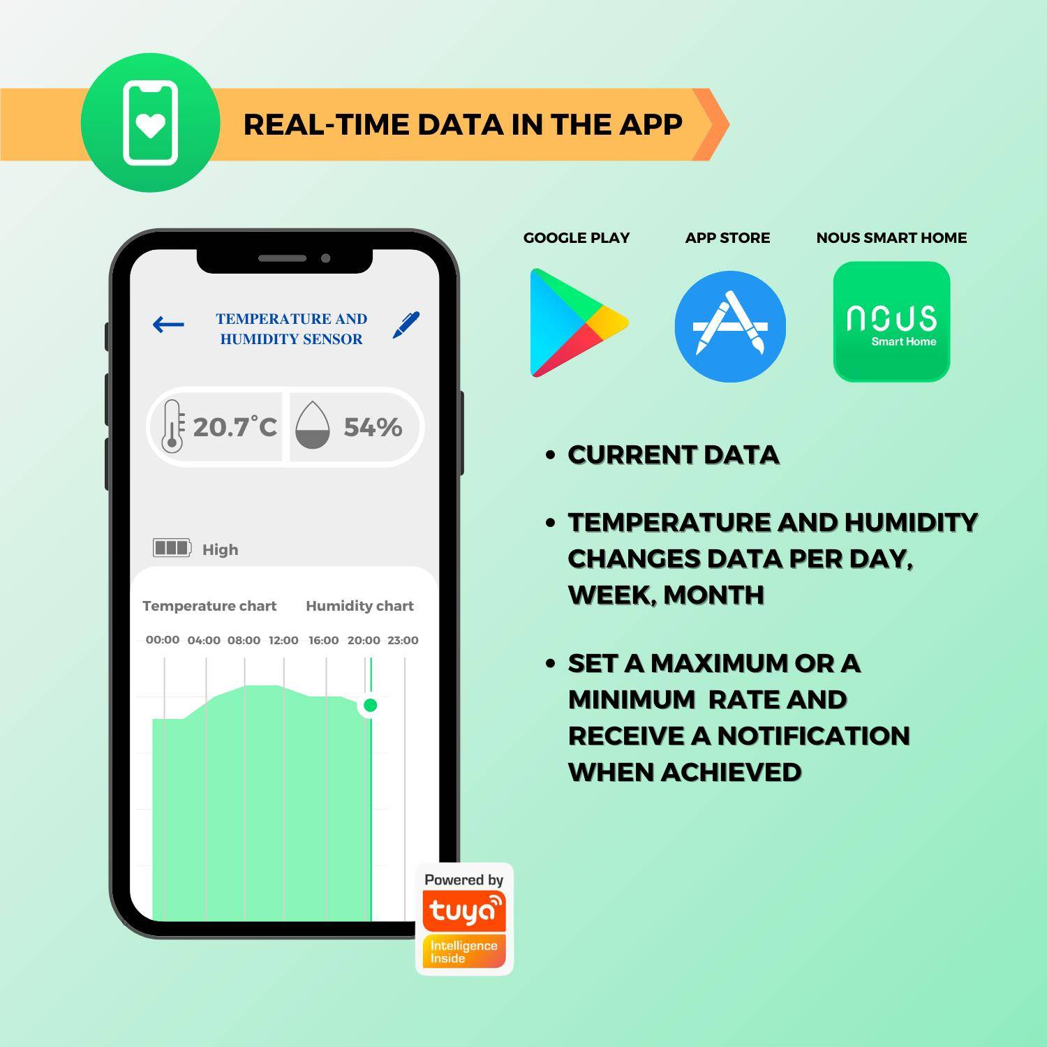 Nous E5 Smarter Luftfeuchtigkeits- und Temperatursensor, ZigBee