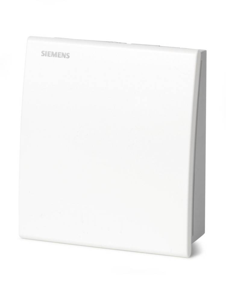 Ein weißes Siemens-Wandgerät mit minimalistischem Design, höchstwahrscheinlich eine elektrische oder HVAC-Komponente, von vorne rechts betrachtet.