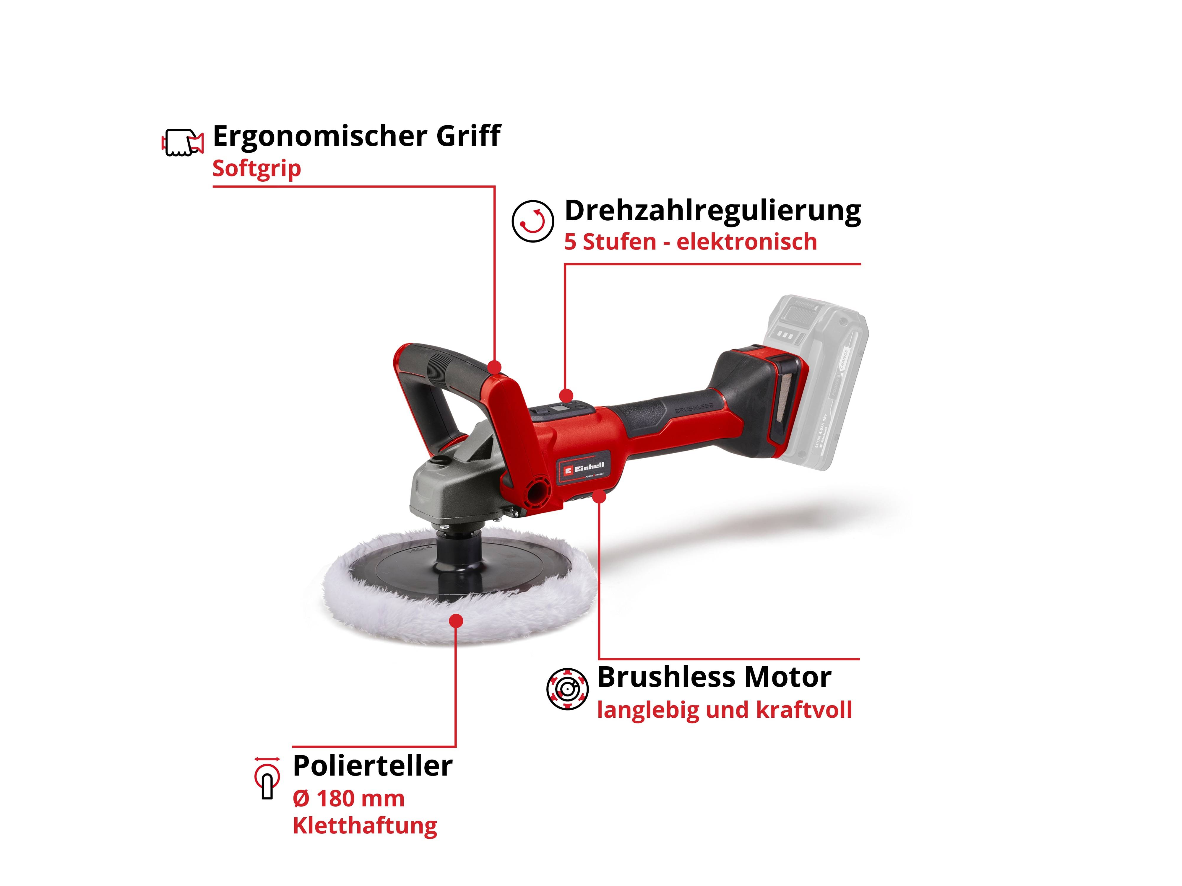EINHELL Akku-Polier- und Schleifmaschine CE-CP 18/180 Li E Solo