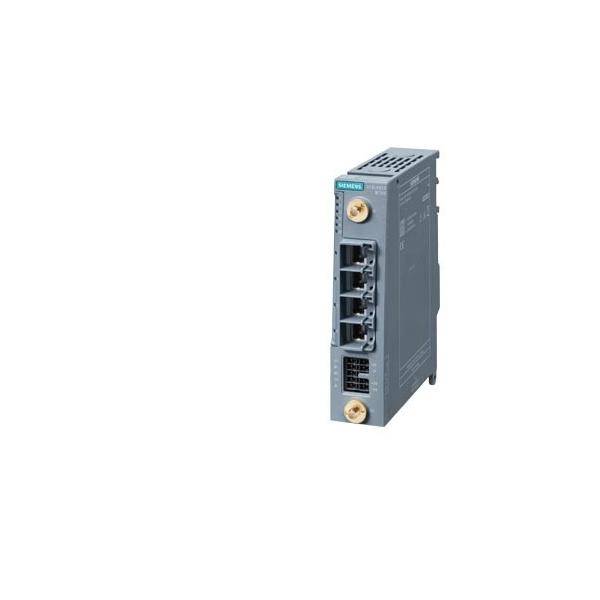 Ein elektronisches Siemens-Modul für industrielle Steuerungssysteme mit Anschlüssen, das mit dem Siemens-Logo auf einem blauen Gehäuse gekennzeichnet ist.
