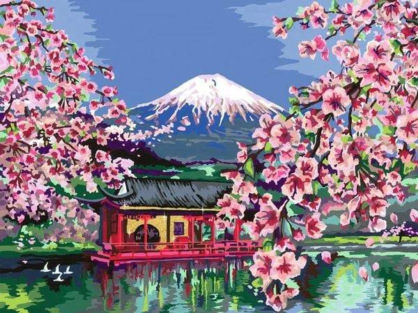 Ravensburger 20177 - CreArt Malen nach Zahlen, Japanese Cherry Blossom, Japanische Kirschblüten, Malset