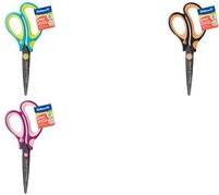 Pelikan griffix Schulschere, spitz, Neon Black mit Softgriff für komfortables Schneiden, mit Namensschild,