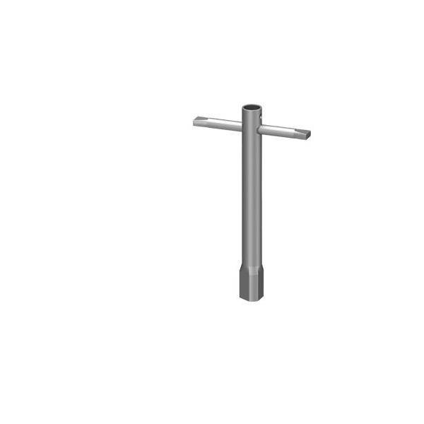 Metallisches T-förmiges Objekt, das für den Einsatz als Werkzeuggriff oder Hebel konzipiert ist.