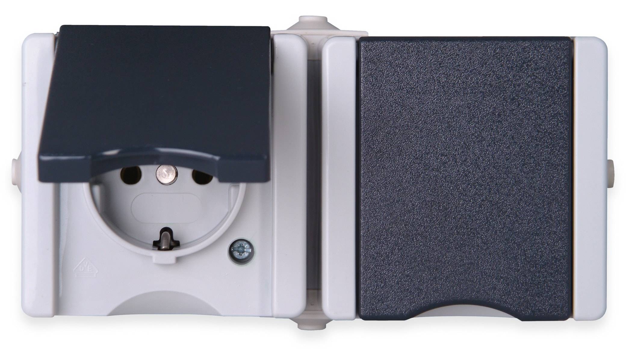 KOPP Feuchtraum-Steckdose proAQA 950656001, 2-fach, Waagerecht, grau