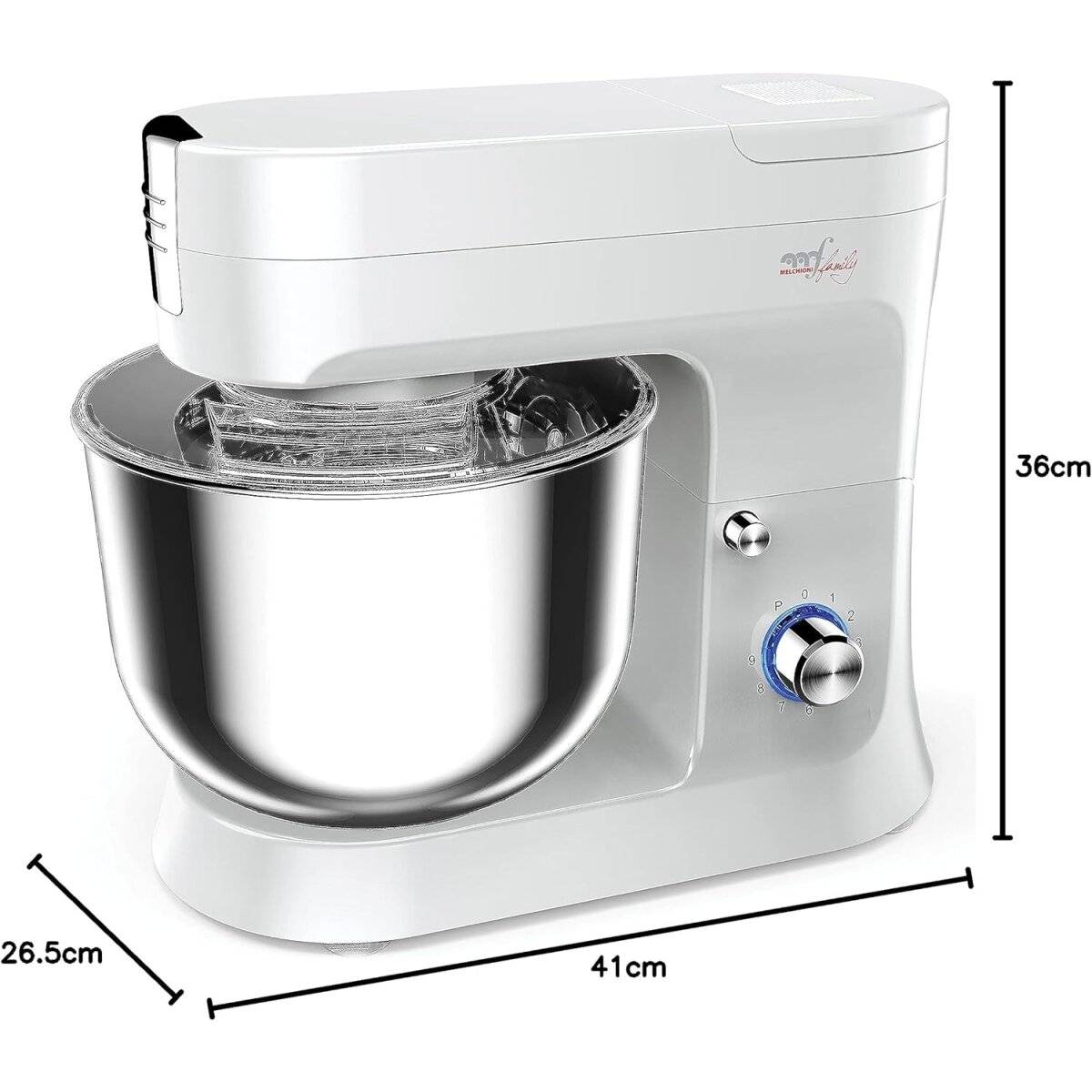 Planetenmischer, 1000W, 9L Edelstahl, 6 Geschwindigkeiten, Pulsfunktion