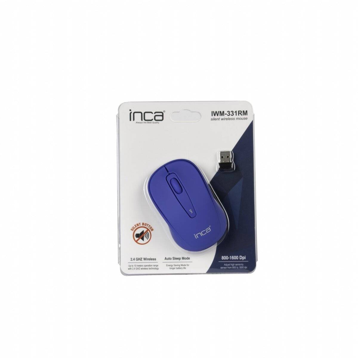 Inca IWM-331RM Maus kabellos Bluetooth Optisch 1600 DPI Wireless Funkmaus Blau