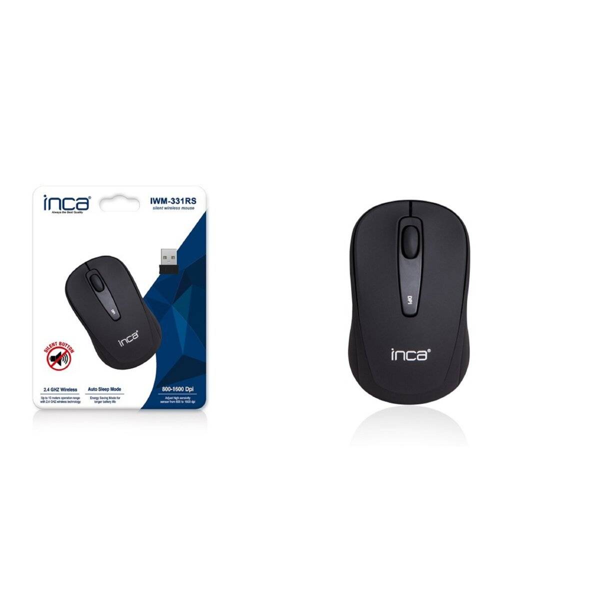 Inca IWM-331RS Maus kabellos Bluetooth Optisch 1600 DPI Wireless Funkmaus Schwarz