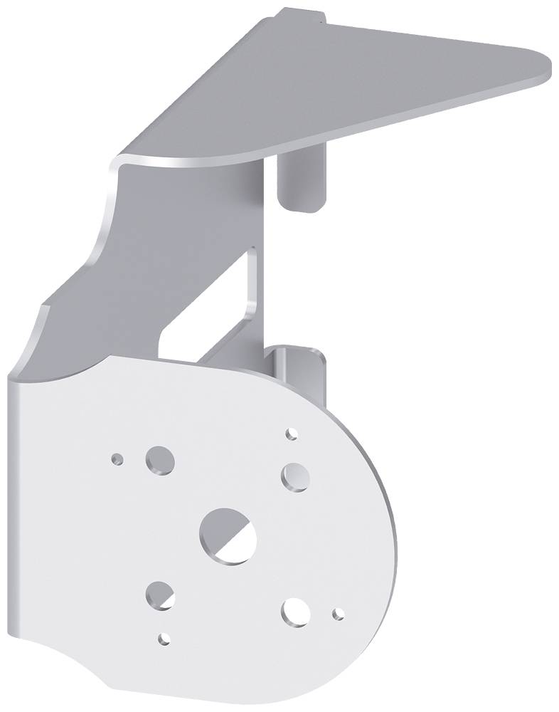 Eine Metallhalterung mit mehreren Löchern unterschiedlicher Größen, die einen rechten Winkel und glatte Kanten aufweist und häufig zum Befestigen oder zur Abstützung verwendet wird.