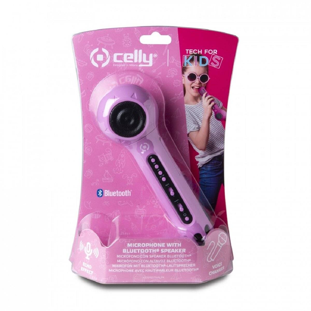 Celly Kinder Karaoke-Mikrofon mit Bluetooth-Lautsprecher und Voice-Effekten