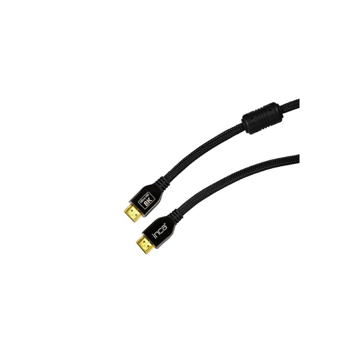 Inca IHD-21 HDMI Kabel: 8K High Definition Bildübertragung, 2 Meter Länge, Goldspitzen, geflochtene Außenhülle
