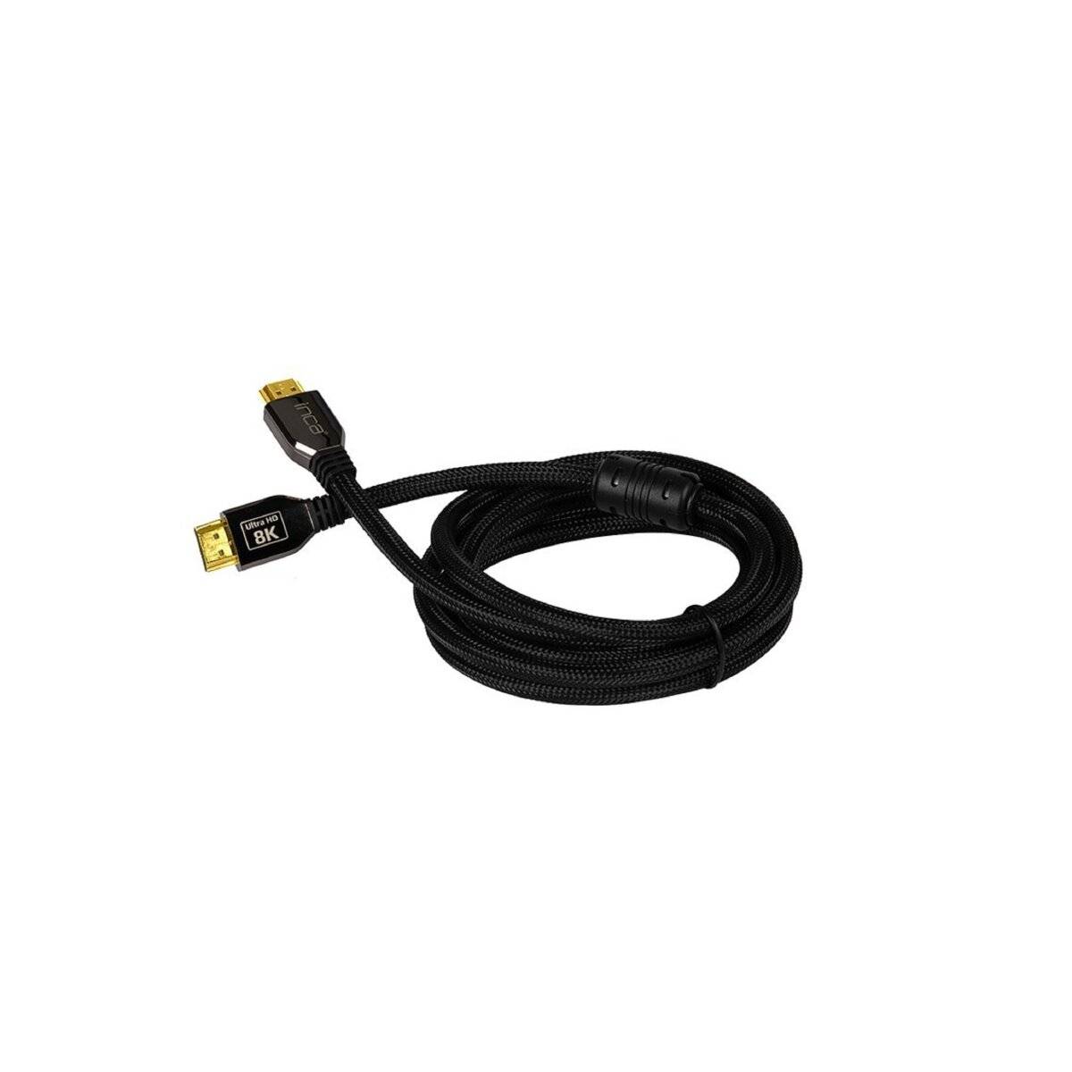 Inca IHD-21 HDMI Kabel: 8K High Definition Bildübertragung, 2 Meter Länge, Goldspitzen, geflochtene Außenhülle
