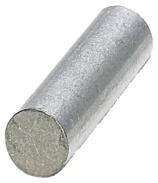 Ein zylindrisches Stück metallisches Zink mit einer strukturierten Oberfläche, das vor einem schwarzen Hintergrund abgebildet ist. Der Zinkkörper erscheint massiv und gleichmäßig.