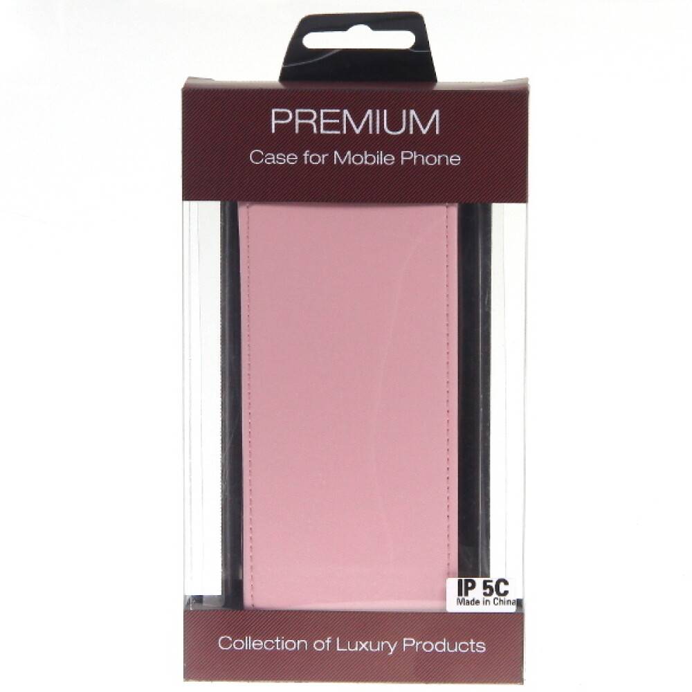 Rosa Premium-Handyhülle in transparenter Einzelhandelsverpackung, beschriftet mit „PREMIUM