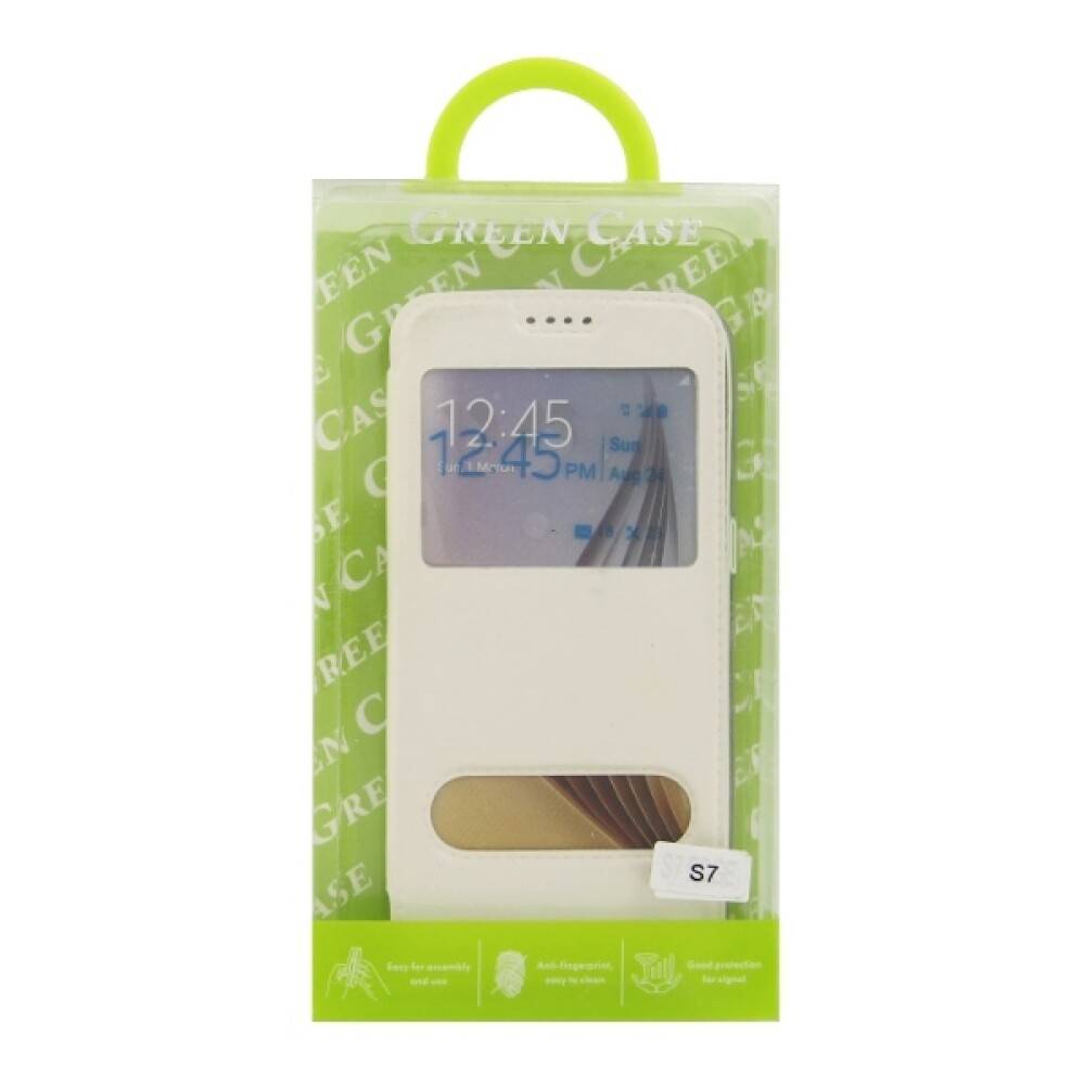 Flip Cover Handyhülle für Samsung Galaxy S7 Weiß Schutz Case