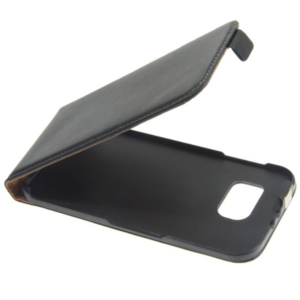 Slim Leder Flip Handyhülle für Galaxy S6 Schwarz 4250710563661